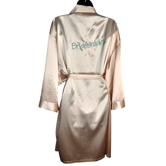 Bridesmaid Satin Robe By Girl Extraordinaire 1X/2X Light Pink - Picture 2 of 6